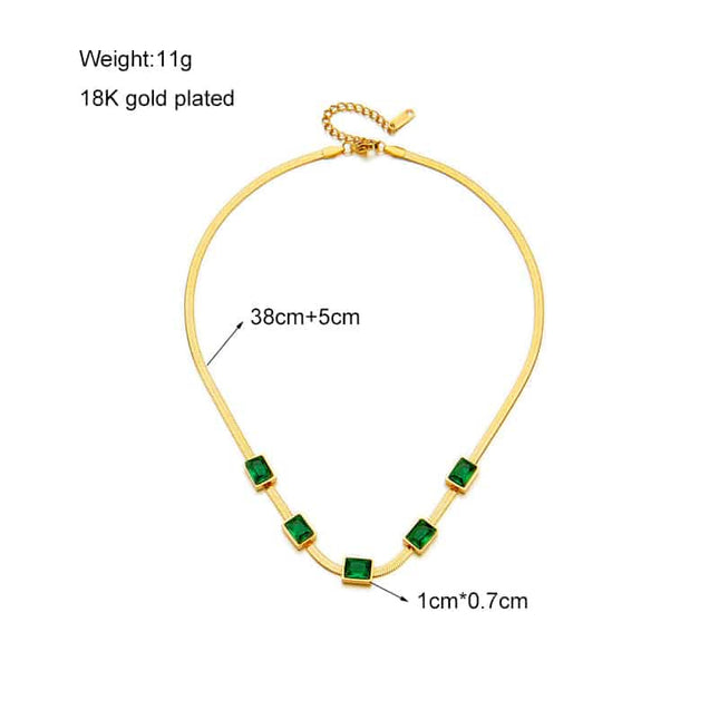 Lantisor Inox Auriu Snake Verde