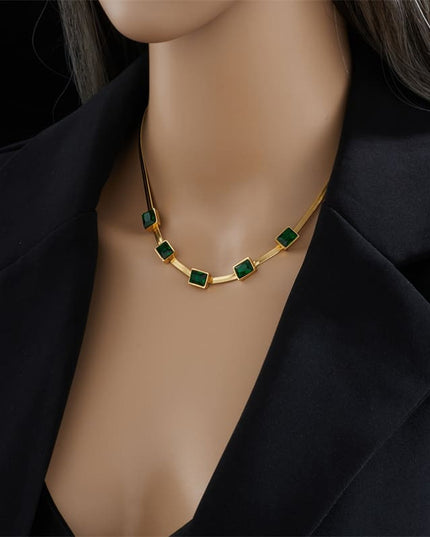 Lantisor Inox Auriu Snake Verde