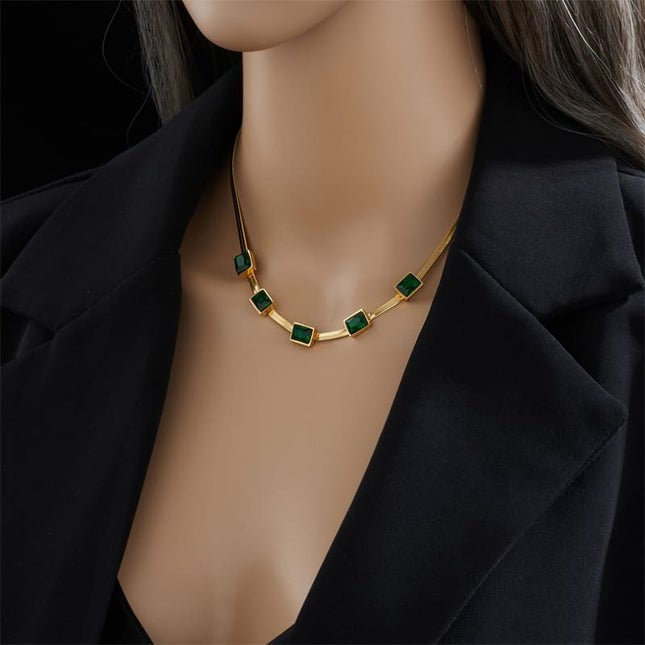 Lantisor Inox Auriu Snake Verde