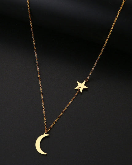 Lantisor Inox Auriu Stea Si Luna