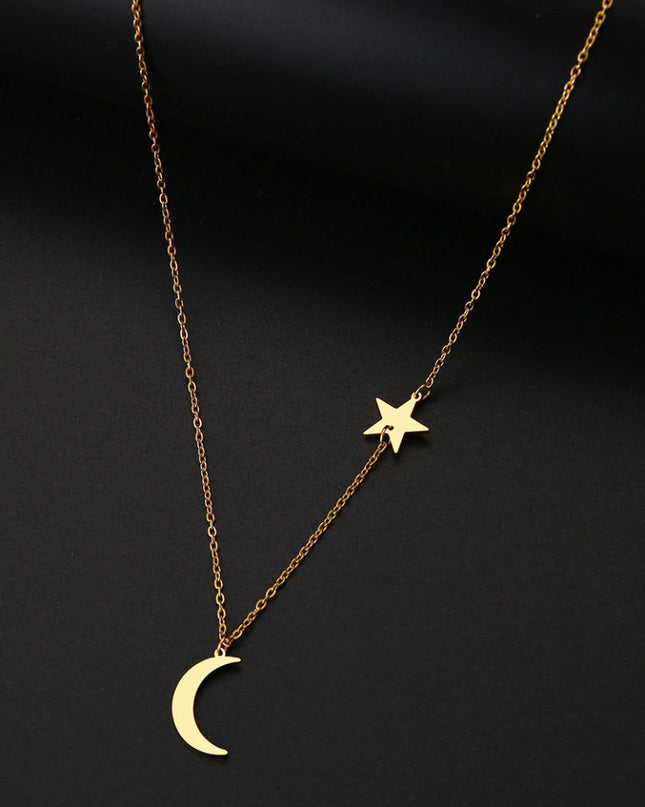 Lantisor Inox Auriu Stea Si Luna
