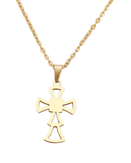 Lantisor Inox Si Cruce Auriu