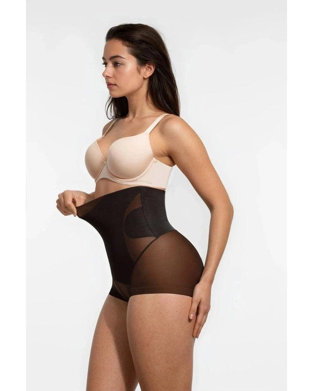 Lenjerie Modelatoare Neagră cu Talie Înaltă, Compresie Triplă, Cu Tije Metalice, Efect Ridicare Fese, Invizibilă Sub Rochii Aplatizarea Abdomenului
