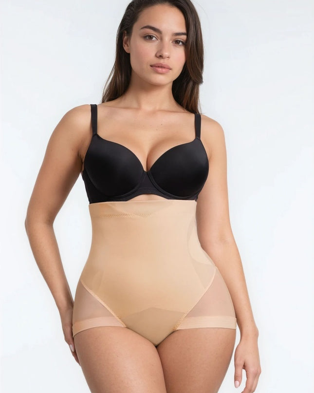 Lenjerie Modelatoare Nude / Bej cu Talie Inalta, Compresie Triplă, Cu Tije Metalice, Efect Ridicare Fese, Invizibilă Sub Rochii Aplatizarea