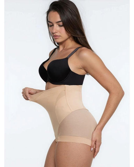 Lenjerie Modelatoare Nude / Bej cu Talie Inalta, Compresie Triplă, Cu Tije Metalice, Efect Ridicare Fese, Invizibilă Sub Rochii Aplatizarea