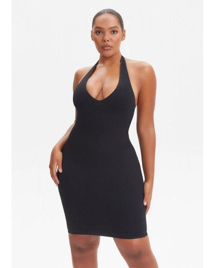 Rochie Mini Modelatoare Cu Decolteu, Rochie Scurta Ptr Aplatizarea Abdomenului, Accentuaza Formele , Culoare Neagra