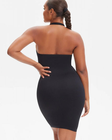 Rochie Mini Modelatoare Cu Decolteu, Rochie Scurta Ptr Aplatizarea Abdomenului, Accentuaza Formele , Culoare Neagra