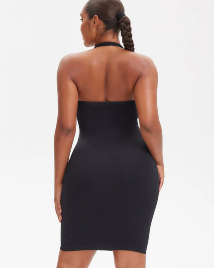 Rochie Mini Modelatoare Cu Decolteu, Rochie Scurta Ptr Aplatizarea Abdomenului, Accentuaza Formele , Culoare Neagra