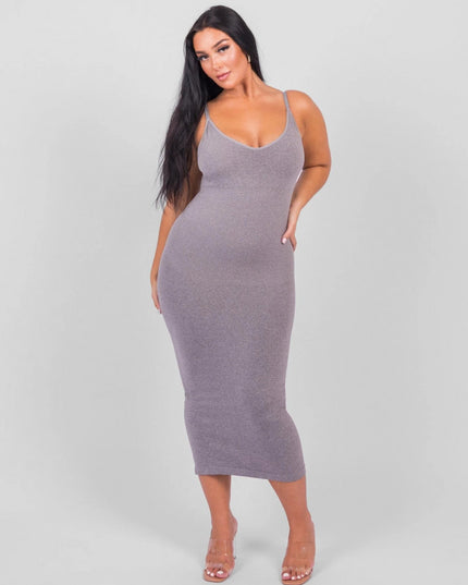 Rochie Modelatoare Cu Decolteu in V Adanc, Compresie Medie Ptr Aplatizarea Abdomenului, Accentuaza Formele , Culoare Gri