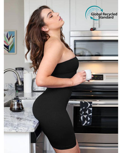 Rochie Modelatoare Scurta Cu Rochie decupată pe un umăr, rochie fără mâneci, Compresie Medie Ptr un Abdomen Strâns , Culoare Neagra