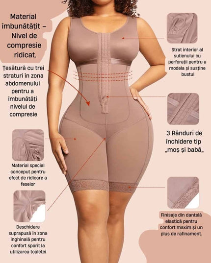 Salopeta Modelatoare Premium Faja Post Op Stage 2 – Perfecțiune în Modelare și Recuperare Nude / Bej, Confort Superior, Design Ergonomic