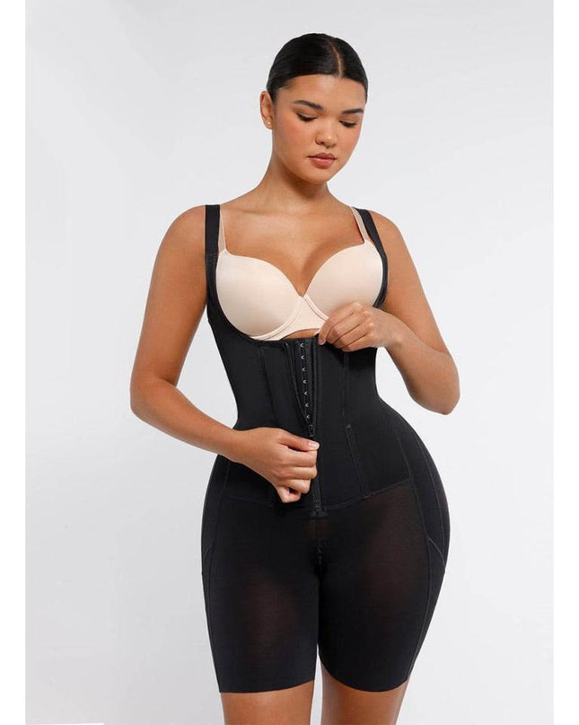 Salopeta Modelatoare Premium Faja Post Op Stage 2 – Perfecțiune în Modelare și Recuperare, Fara Sutien, Închidere cu Moș și Babă și Fermoar, Neagra