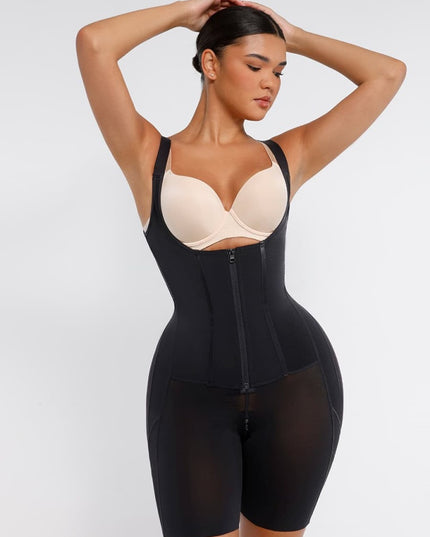 Salopeta Modelatoare Premium Faja Post Op Stage 2 – Perfecțiune în Modelare și Recuperare, Fara Sutien, Închidere cu Moș și Babă și Fermoar, Neagra