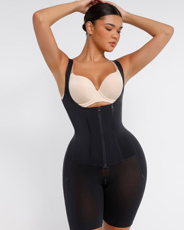 Salopeta Modelatoare Premium Faja Post Op Stage 2 – Perfecțiune în Modelare și Recuperare, Fara Sutien, Închidere cu Moș și Babă și Fermoar, Neagra