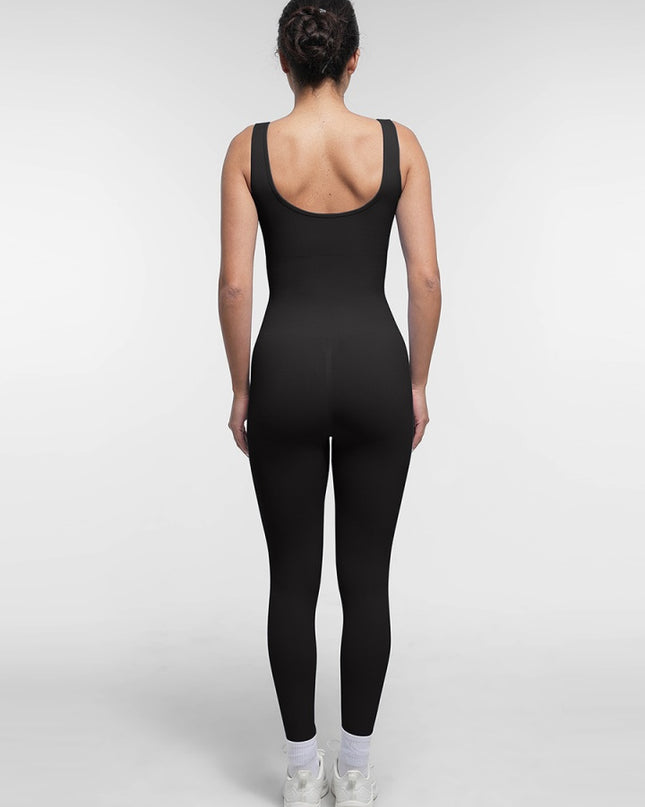Salopetă Modelatoare Seamless Pentru Sala Neagra, Decolteu Patrat și Spate în U – Fitness si Casual