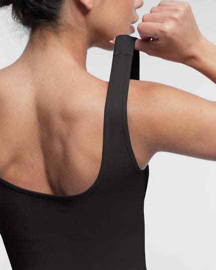 Salopetă Modelatoare Seamless Pentru Sala Neagra, Decolteu Patrat și Spate în U – Fitness si Casual
