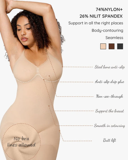 Salopetă Modelatoare Seamless Skins– Contur Perfect, Confort Maxim Cu efect de Compresie-NUDE