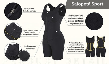 Salopeta Modelatore Cu compresie Foarte Mare, Pentru Antrenament , Fitness sau Alergat Negru / Black