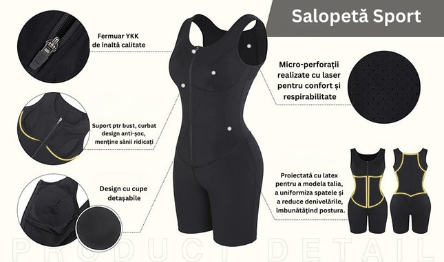 Salopeta Modelatore Cu compresie Foarte Mare, Pentru Antrenament , Fitness sau Alergat Negru / Black