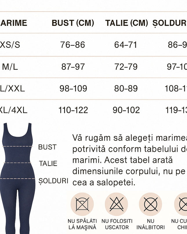 Salopetă Pentru Sala Gym Seamless Albastru , Decolteu Patrat și Spate în U – Fitness si Casual