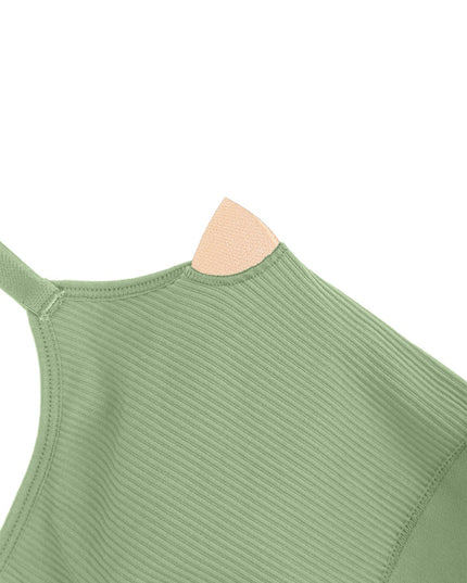 Salopetă Verde Seamless cu Bretele Subtiri Reglabile și Susținere Abdominală – Modelatoare si Comfort Fit ptr Sala