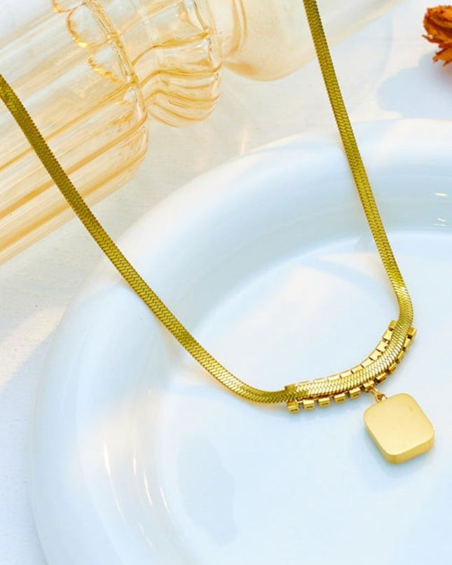Set Bijuterii Placat Aur 18k, Lant 39+5cm, Bratara 17+5cm, Cercei Si Piatra Verde Smarald