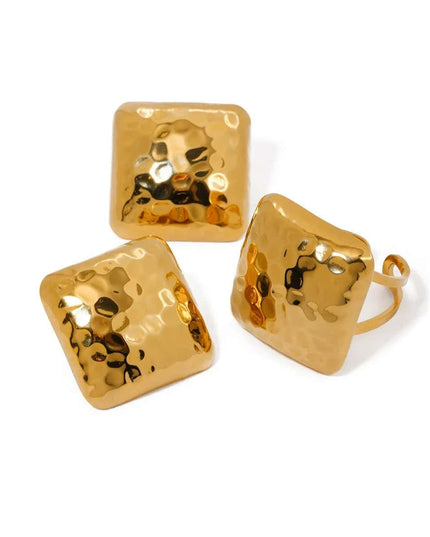 Set Cercei Si Inel Femei, Placat Aur 14k, Model Vintage Modern, Accesorii Elegante