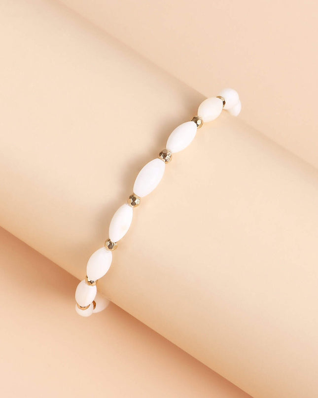 Set Colier Choker Si Bratara Femei, Model Elegant, Margele Albe, Ajustabil