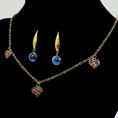 Set Colier Si Cercei Placat Cameleon Multicolor Aur