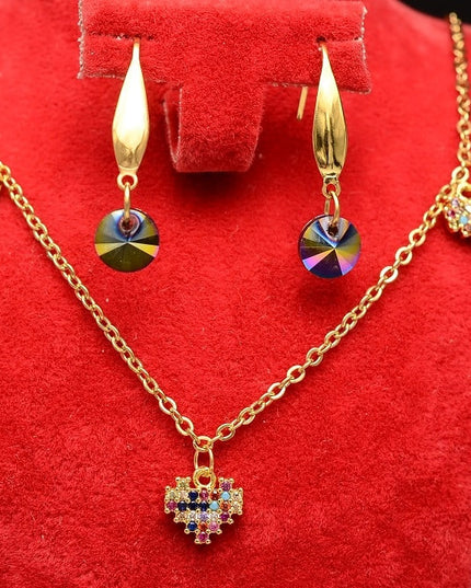 Set Colier Si Cercei Placat Cameleon Multicolor Aur