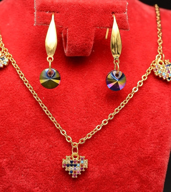 Set Colier Si Cercei Placat Cameleon Multicolor Aur