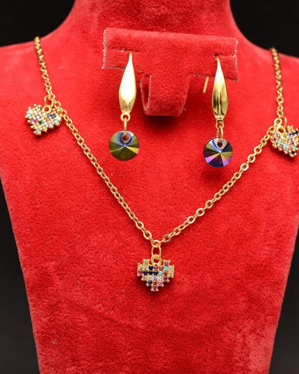 Set Colier Si Cercei Placat Cameleon Multicolor Aur