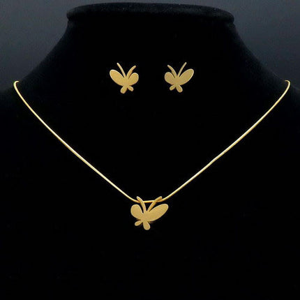 Set -fluture- Lantisor Cu Pandantiv + Cercei Inox
