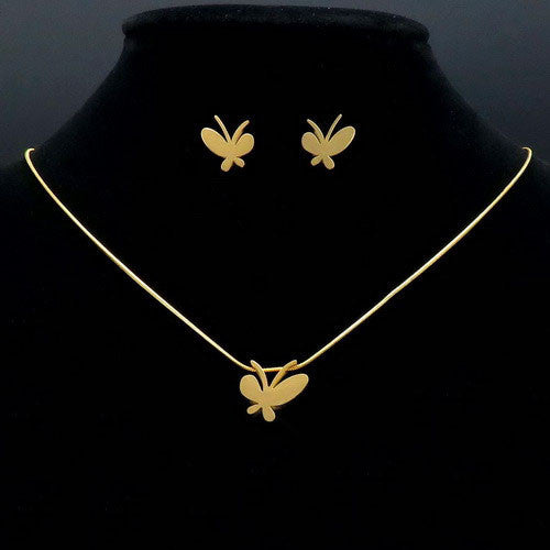 Set -fluture- Lantisor Cu Pandantiv + Cercei Inox