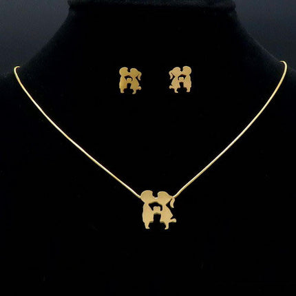 Set -indragostiti - Lantisor Cu Pandantiv + Cercei Inox