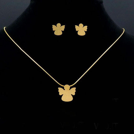 Set -ingeras- Lantisor Cu Pandantiv + Cercei Inox