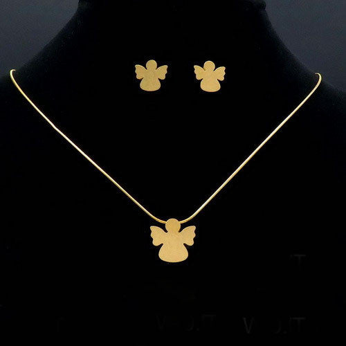 Set -ingeras- Lantisor Cu Pandantiv + Cercei Inox