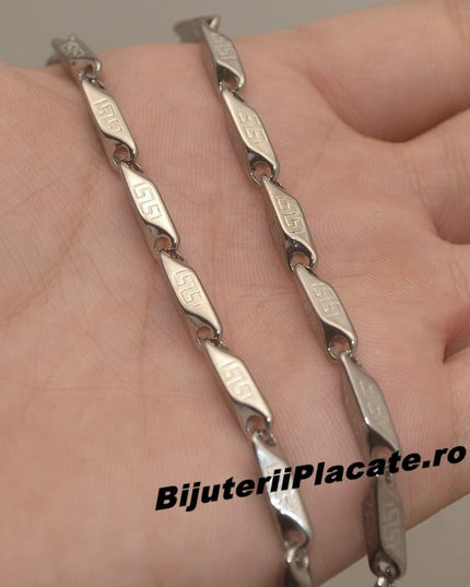 Set Lant+bratara Inox Model Argintiu