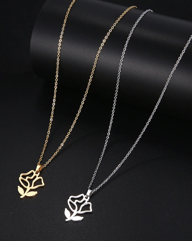 Set Lant+ Pandantiv Flowers Gold ---finut