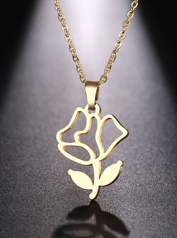 Set Lant+ Pandantiv Flowers Gold ---finut
