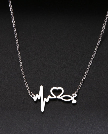 Set Lant+ Pandantiv Stethoscope Heartbeat Silver -finut