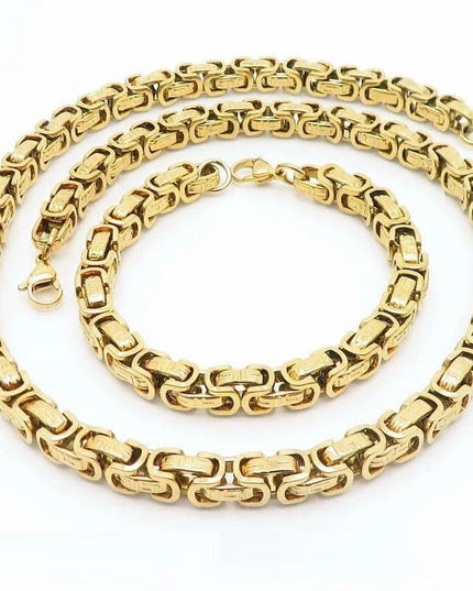Set Lant Si Bratara Barbati, Otel Inoxidabil, Model Versace, Auriu Sau Argintiu, Stil Elegant Si Masculin