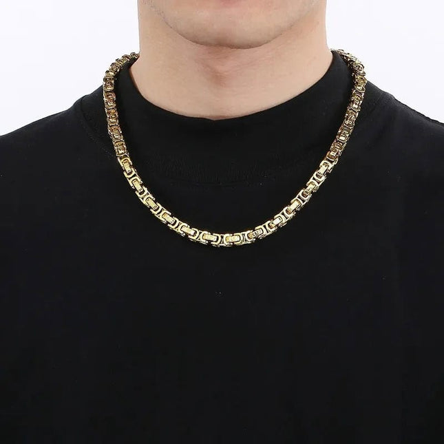 Set Lant Si Bratara Barbati, Otel Inoxidabil, Model Versace, Auriu Sau Argintiu, Stil Elegant Si Masculin