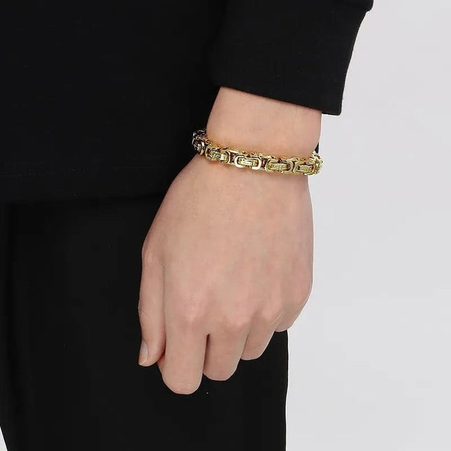 Set Lant Si Bratara Barbati, Otel Inoxidabil, Model Versace, Auriu Sau Argintiu, Stil Elegant Si Masculin