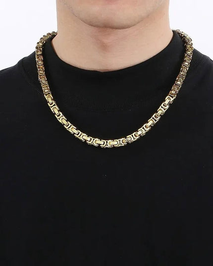 Set Lant Si Bratara Barbati, Otel Inoxidabil, Model Versace, Auriu Stil Elegant Si Masculin