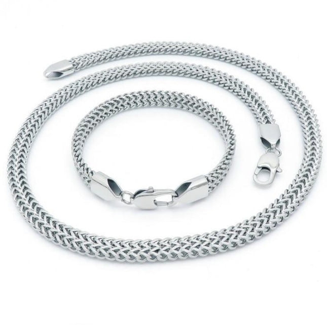 Set Lant Si Bratara Cuban Din Inox Masiv