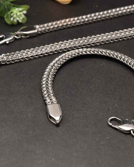 Set Lant Si Bratara Cuban Din Inox Masiv