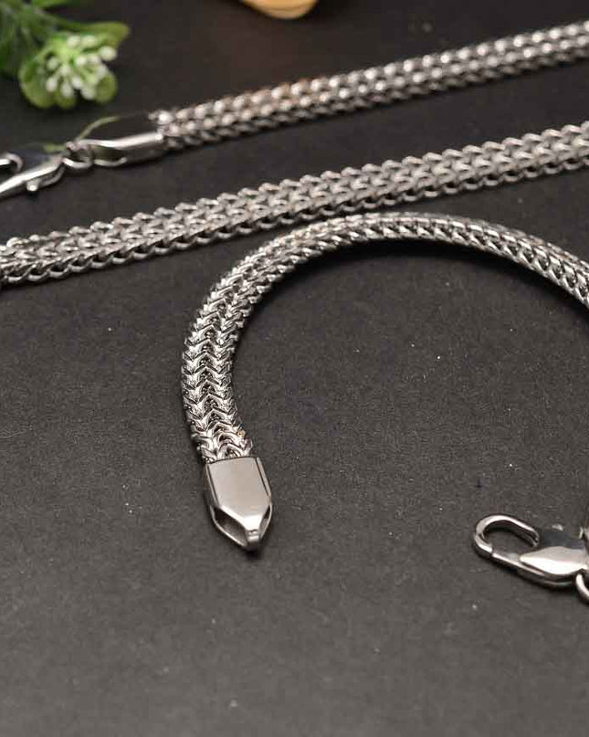 Set Lant Si Bratara Cuban Din Inox Masiv