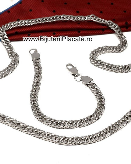 Set Lant Si Bratara Cuban Din Inox Masiv