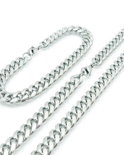 Set Lant Si Bratara Cuban Din Inox Masiv